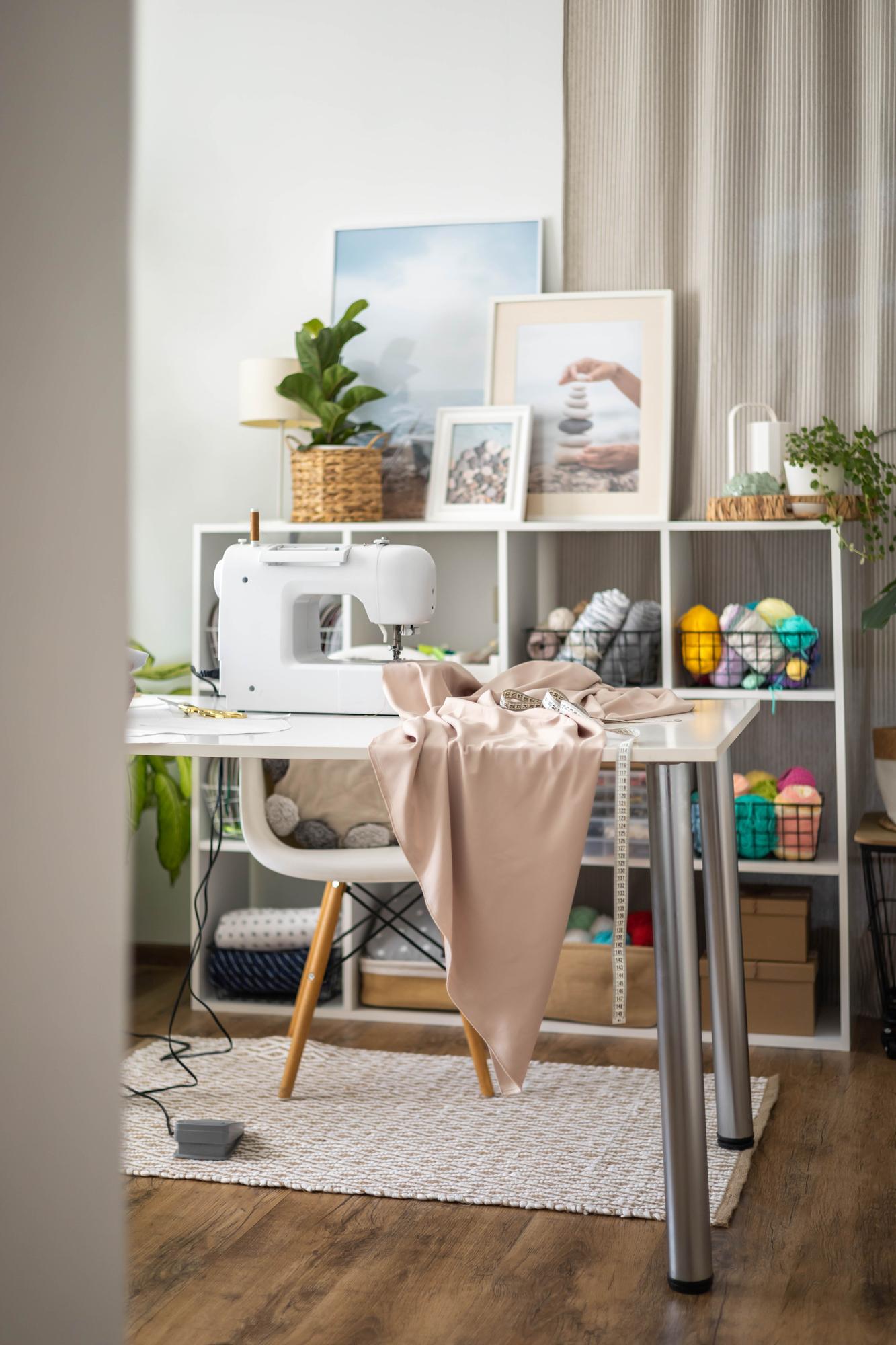 Interior of embroidery studio with natural light